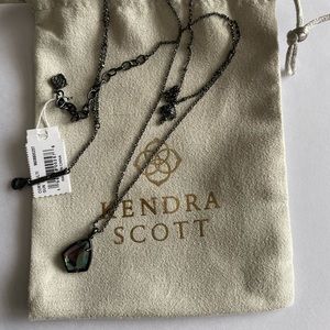 Kendra Scott Cory Multi Strand Necklace gunmetal w gray dichroic glass pendant